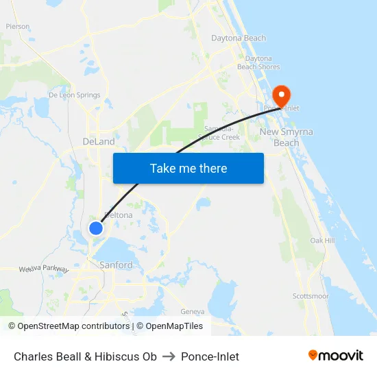 Charles Beall & Hibiscus Ob to Ponce-Inlet map