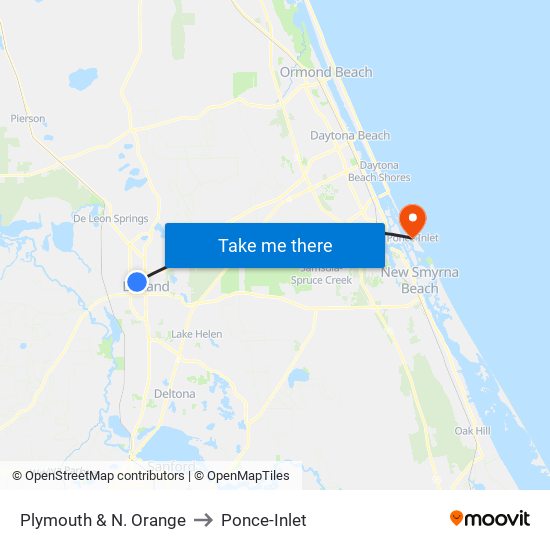 Plymouth & N. Orange to Ponce-Inlet map