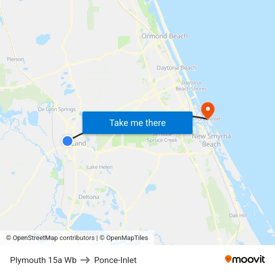 Plymouth  15a Wb to Ponce-Inlet map