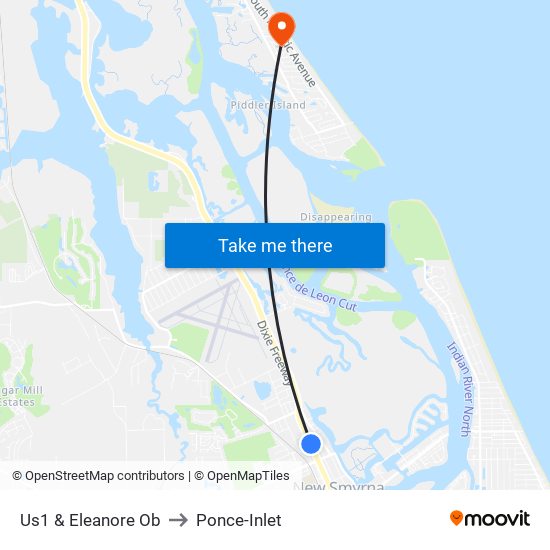 Us1 & Eleanore Ob to Ponce-Inlet map