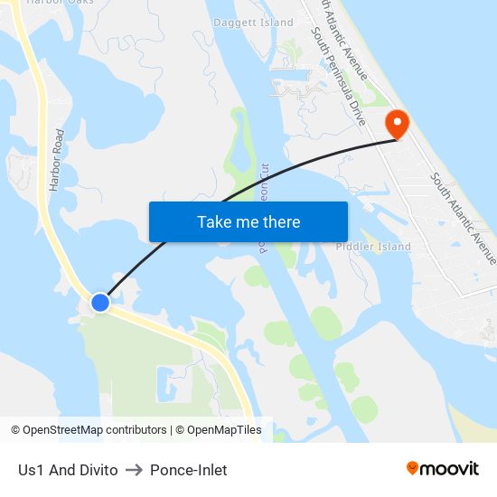 Us1 And Divito to Ponce-Inlet map