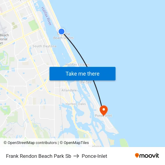 Frank Rendon Beach Park Sb to Ponce-Inlet map