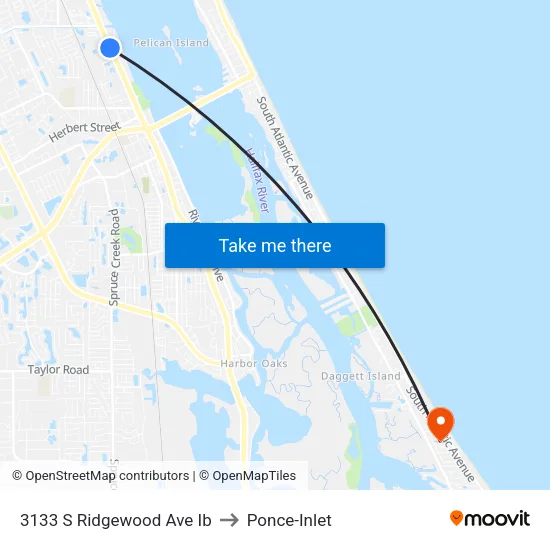 3133 S Ridgewood Ave  Ib to Ponce-Inlet map