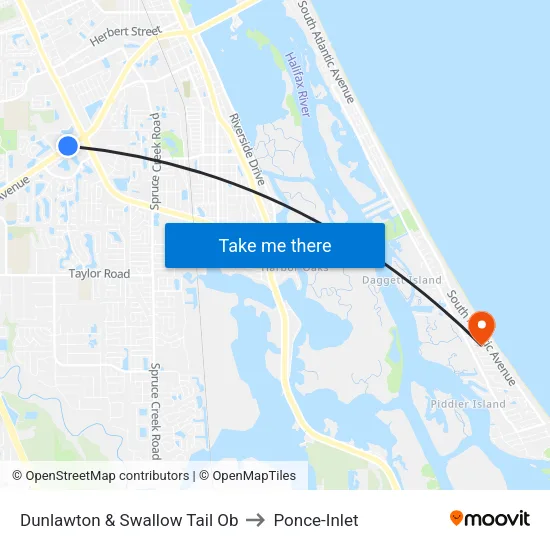 Dunlawton & Swallow Tail  Ob to Ponce-Inlet map