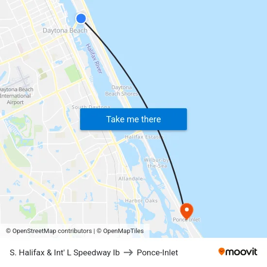 S. Halifax & Int' L Speedway Ib to Ponce-Inlet map