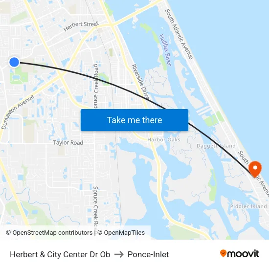 Herbert & City Center Dr Ob to Ponce-Inlet map