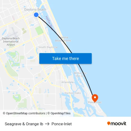 Seagrave & Orange Ib to Ponce-Inlet map