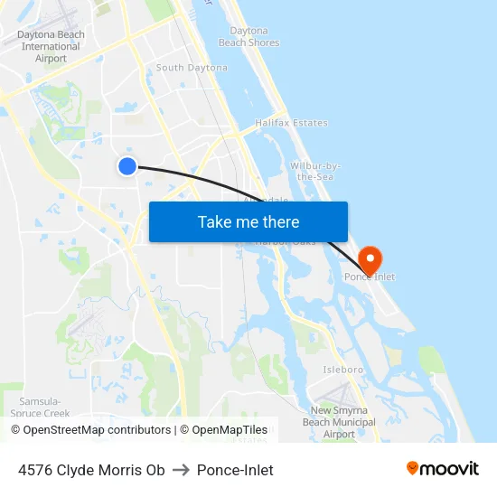 4576 Clyde Morris Ob to Ponce-Inlet map