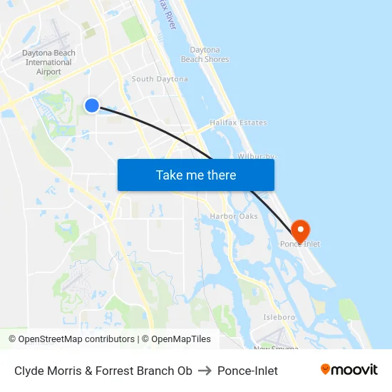 Clyde Morris & Forrest Branch Ob to Ponce-Inlet map