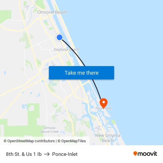 8th St. & Us 1 Ib to Ponce-Inlet map