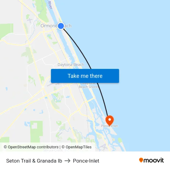 Seton Trail & Granada Ib to Ponce-Inlet map