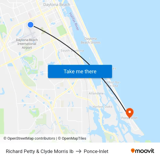 Richard Petty & Clyde Morris Ib to Ponce-Inlet map