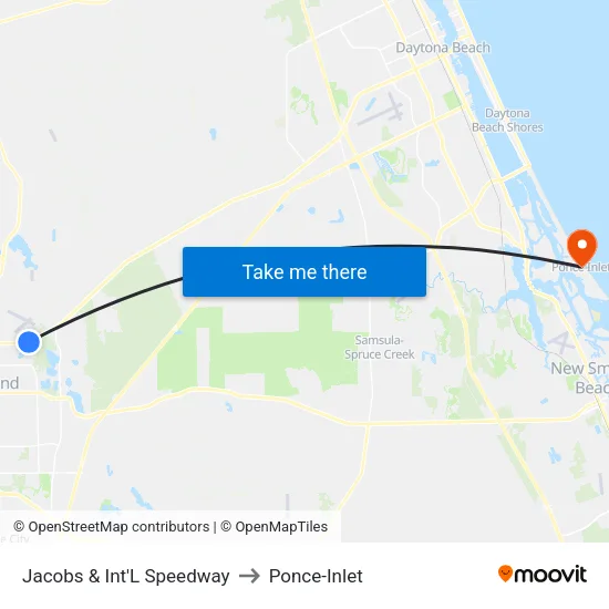 Jacobs & Int'L Speedway to Ponce-Inlet map