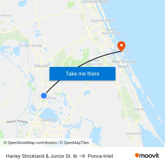 Harley Strickland & Junior St. Ib to Ponce-Inlet map