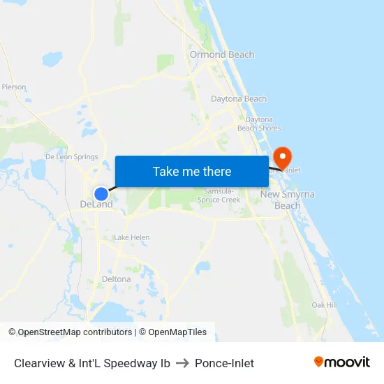 Clearview & Int'L Speedway  Ib to Ponce-Inlet map