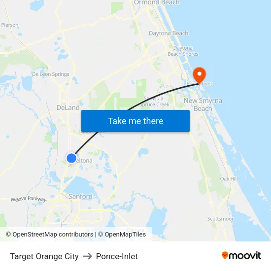 Target Orange City to Ponce-Inlet map
