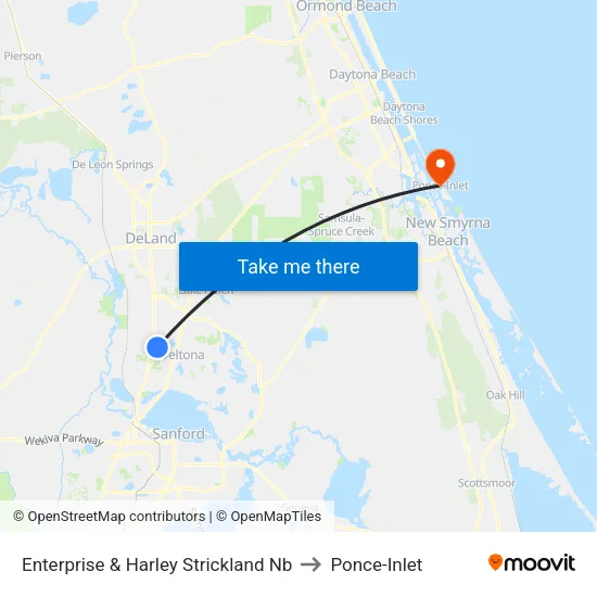 Enterprise & Harley Strickland Nb to Ponce-Inlet map