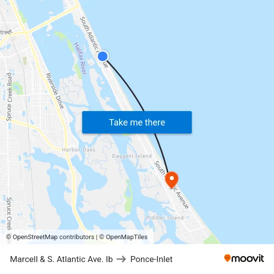 Marcell & S. Atlantic Ave. Ib to Ponce-Inlet map