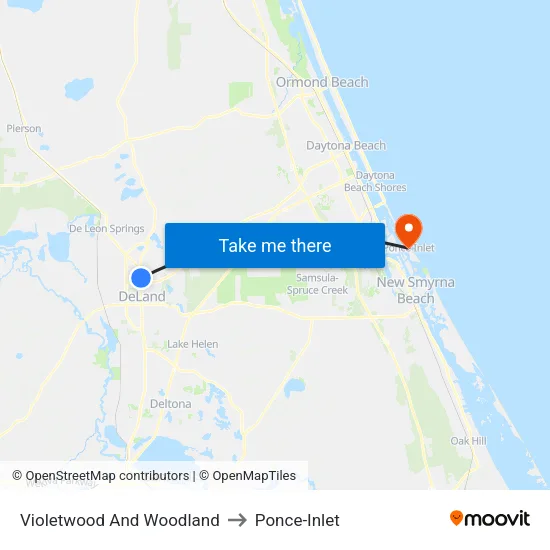 Violetwood And Woodland to Ponce-Inlet map