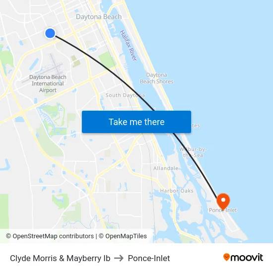 Clyde Morris & Mayberry  Ib to Ponce-Inlet map