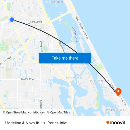 Madeline & Nova Ib to Ponce-Inlet map