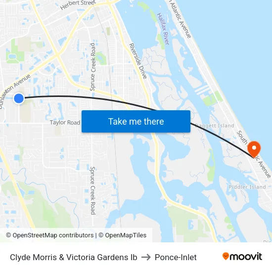 Clyde Morris & Victoria Gardens Ib to Ponce-Inlet map