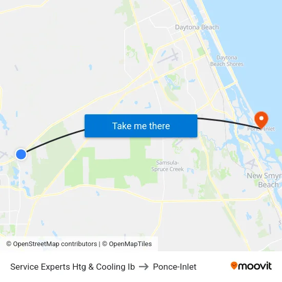 Service Experts Htg & Cooling Ib to Ponce-Inlet map