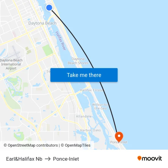 Earl&Halifax Nb to Ponce-Inlet map