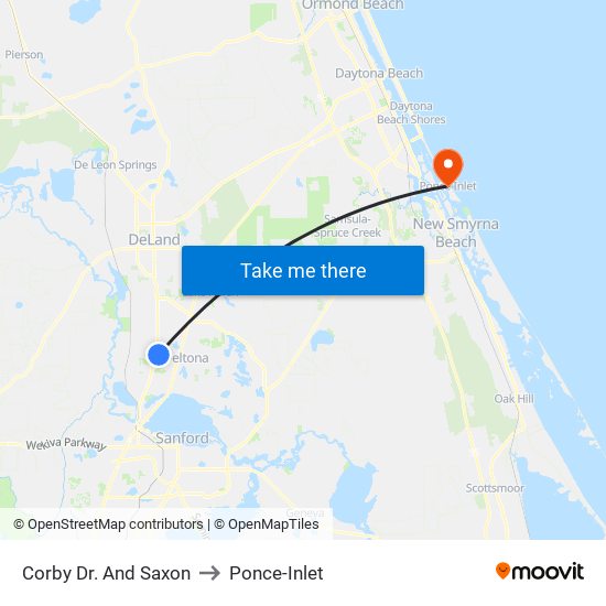 Corby Dr. And Saxon to Ponce-Inlet map