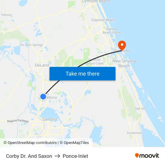 Corby Dr. And Saxon to Ponce-Inlet map