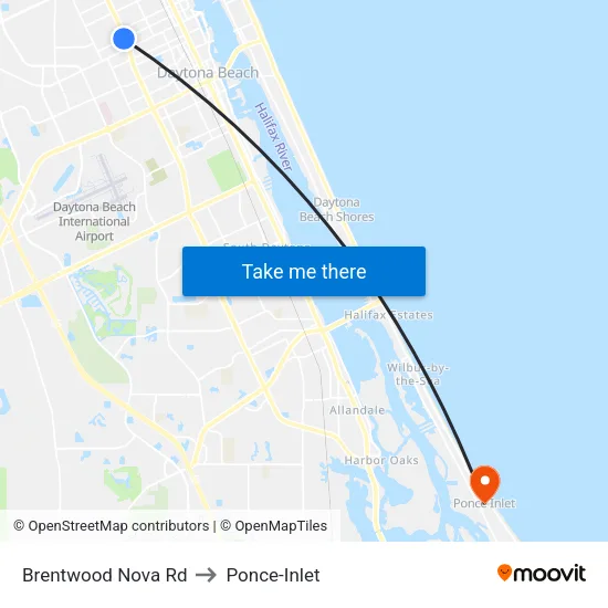 Brentwood  Nova Rd to Ponce-Inlet map
