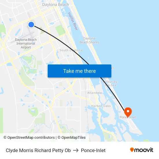 Clyde Morris   Richard Petty Ob to Ponce-Inlet map