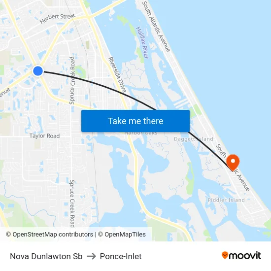 Nova  Dunlawton Sb to Ponce-Inlet map
