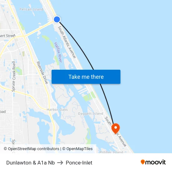 Dunlawton & A1a Nb to Ponce-Inlet map