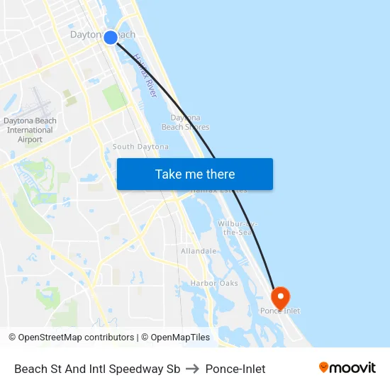 Beach St And Intl Speedway Sb to Ponce-Inlet map