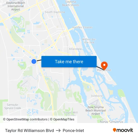 Taylor Rd  Williamson Blvd to Ponce-Inlet map