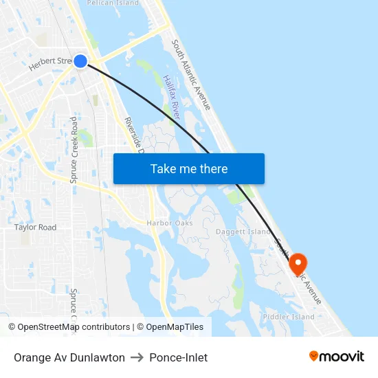 Orange Av  Dunlawton to Ponce-Inlet map