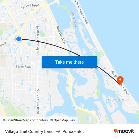 Village Trail  Country Lane to Ponce-Inlet map