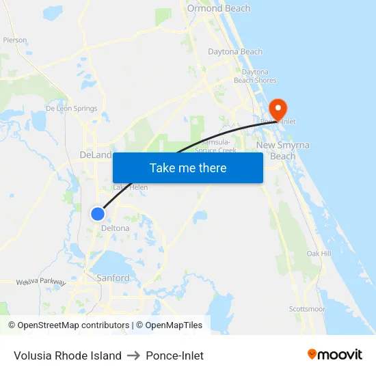 Volusia  Rhode Island to Ponce-Inlet map