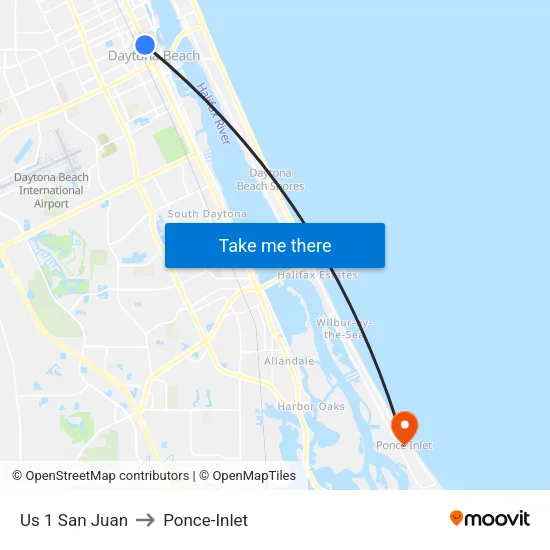Us 1  San Juan to Ponce-Inlet map