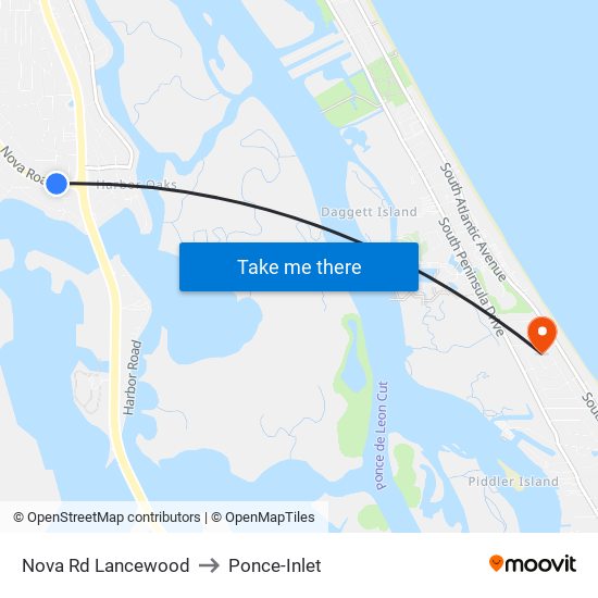 Nova Rd   Lancewood to Ponce-Inlet map