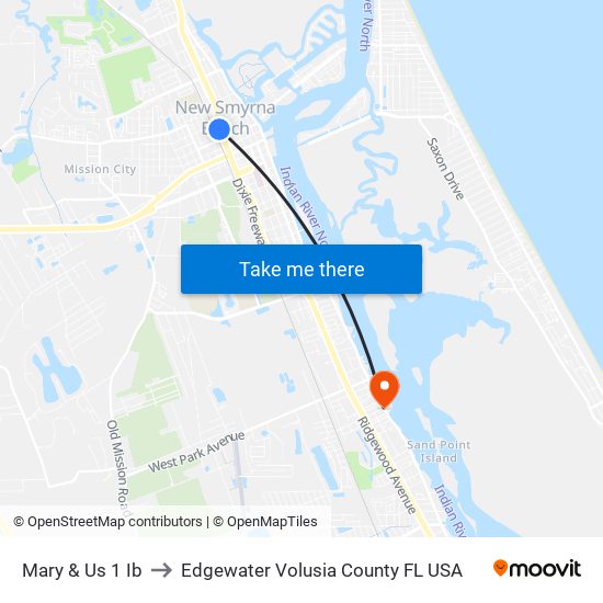 Mary & Us 1 Ib to Edgewater Volusia County FL USA map