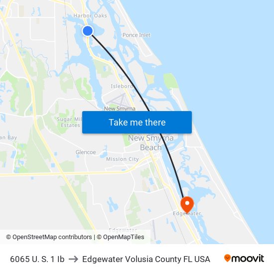 6065 U. S. 1 Ib to Edgewater Volusia County FL USA map