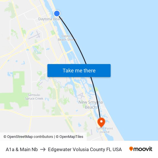 A1a & Main Nb to Edgewater Volusia County FL USA map
