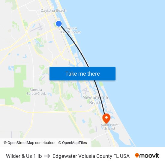 Wilder & Us 1 Ib to Edgewater Volusia County FL USA map