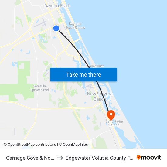 Carriage Cove & Nova Ib to Edgewater Volusia County FL USA map