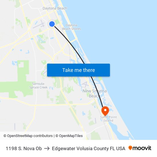 1198 S. Nova Ob to Edgewater Volusia County FL USA map