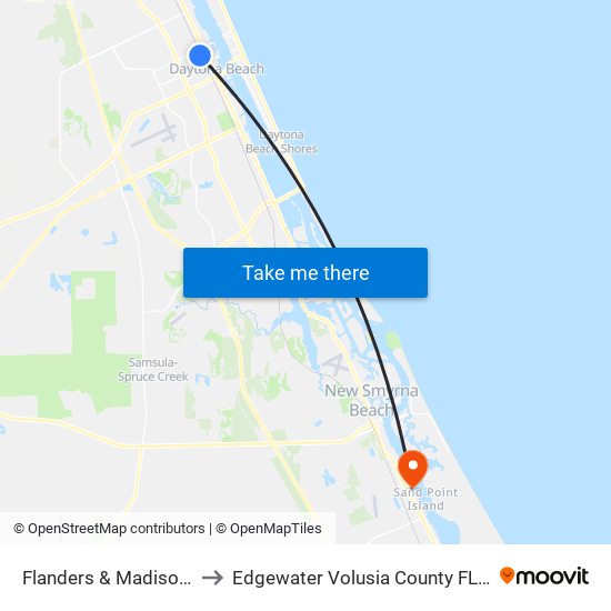 Flanders & Madison Ib to Edgewater Volusia County FL USA map