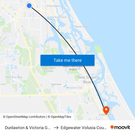 Mockingbird And Village Trl to Edgewater Volusia County FL USA map