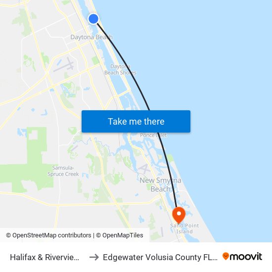 Halifax & Riverview  Ob to Edgewater Volusia County FL USA map